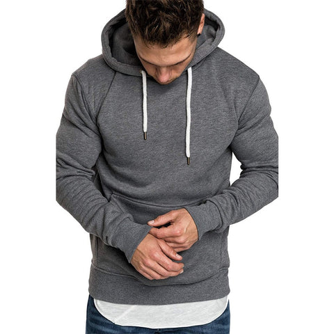 Fashionable Casual Men's Slim Hoodies Solid Color For Autumn
