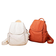 Fashion Casual Large Capacity Ladies' Washed Soft Leather Backpack For Outdoor