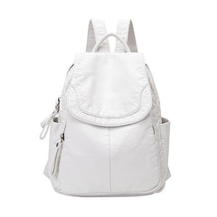 Fashion Casual Large Capacity Ladies' Washed Soft Leather Backpack For Outdoor