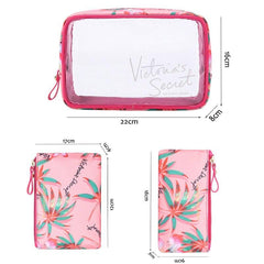 3-piece Set Fashionable Portable Waterproof PVC Cosmetic Bag
