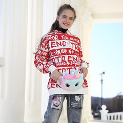 Fashionable Girls' Plush Waist Bag With Cute Unicorn Shape For Phone Coin