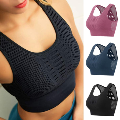 Sexy Mesh Breathable Top Push Up Sports Bra