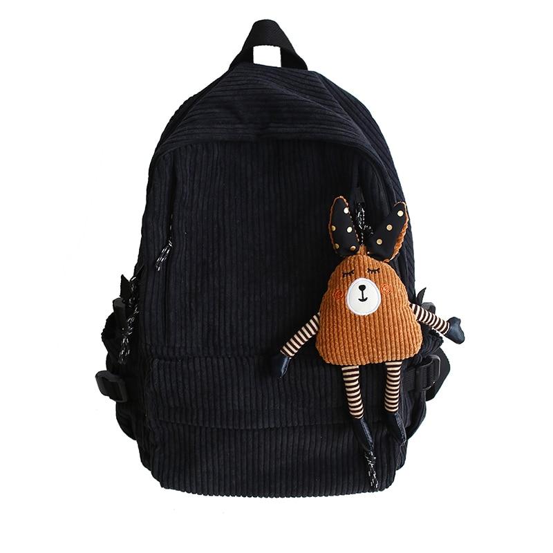 Fashion Luxury Harajuku Sytle Women's Corduroy Backpack Pure Color