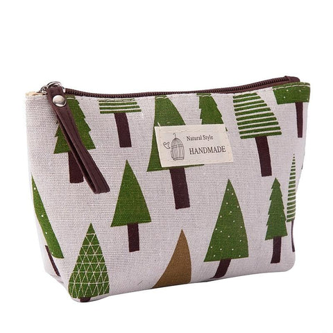 Portable Women's Soft Canvas Storage Bag With Bear Tree Pattern For Travel
