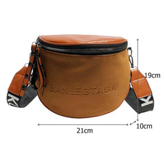 Trendy Casual Female Semicircle Saddle Leather Crossbody Bag With Wide Straps