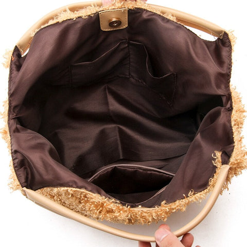 Fashionable Casual Women's Plush Handbag With Large Capacity