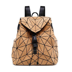 Street Fashion Style Geometric Diamond Cork School Bags For Teenage Girls