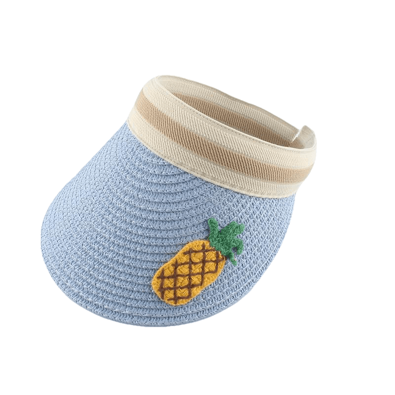 Children Cartoon Straw Hat Summer Hat For Kids Boys Girls Fruit Embroidery Sun Visor Hat Baby UV Protection Beach Hat
