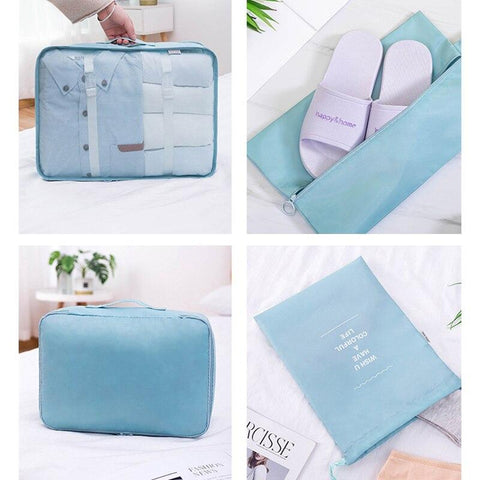 Portable 9-piece Suitcase Storage Bags For Cosmetic Clothes Shoes