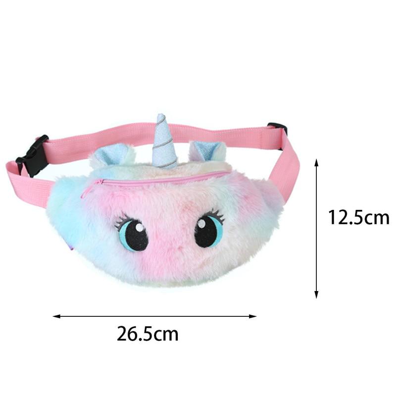 Fashionable Girls' Plush Waist Bag With Cute Unicorn Shape For Phone Coin