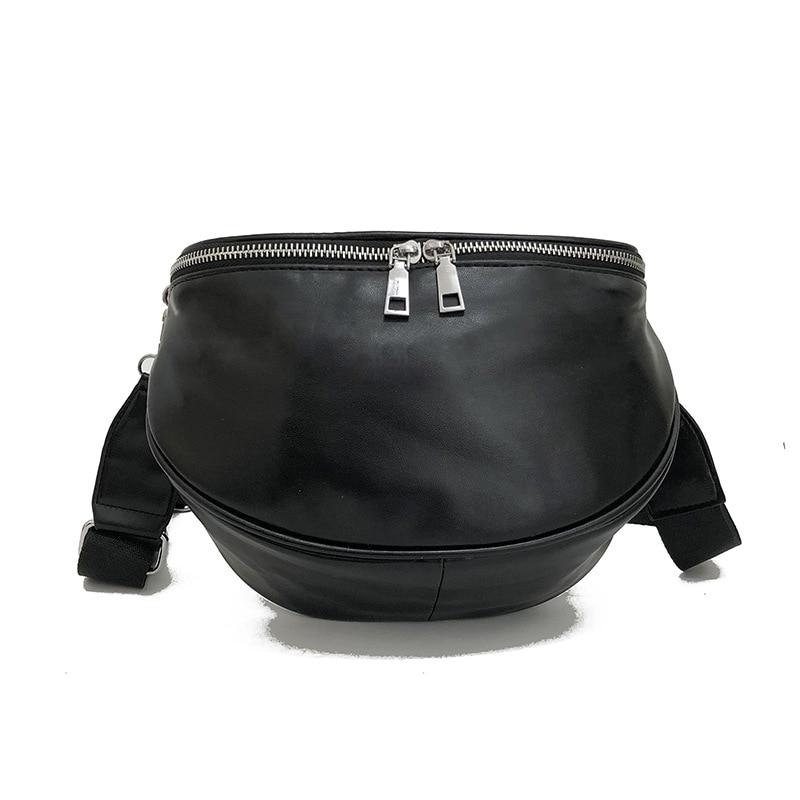Fashionable Casual Ladies' Black Leather Shoulder Bag For Sports Hiking