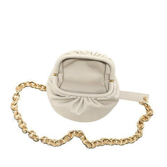 Stylish Women's Cowhide Waist Bag With Big Adjustable Metal Chains