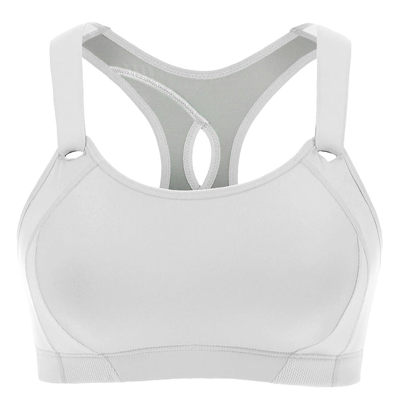 Women's Seamless High Impact Quick Drying Full Coverage Padded Sports Bra White
