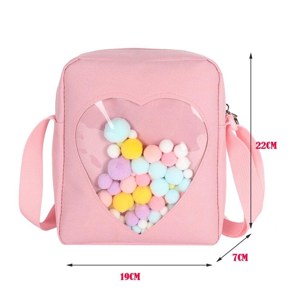 Casual Stylish Ladies' Oxford Cloth Crossbody Bag With Transparent Love Shape Solid Color