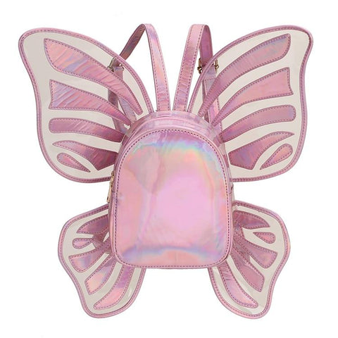Casual Fashion Women's Mini Leather Backpack With Butterfly Wings For Travel School