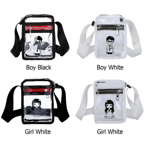 Fashionable Women's Transparent Crossbody Bag With Cartoon Character