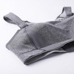 Women's Seamless High Impact Quick Drying Full Coverage Padded Wirefree Racerback Workout Sports Bra Black / Grey