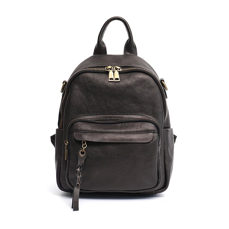 Vintage Casual Women's Functional Leather Backpacks