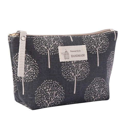 Portable Women's Soft Canvas Storage Bag With Bear Tree Pattern For Travel