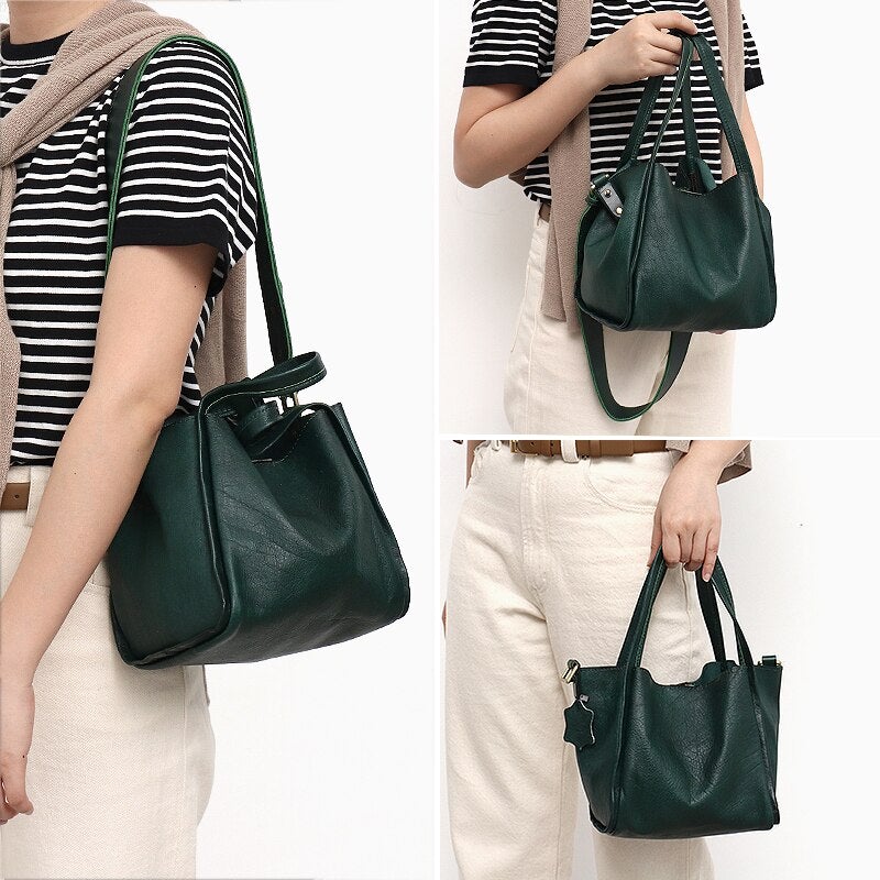 Vintage Luxury Casual Women's Leather Shoulder Bags With Top-handle