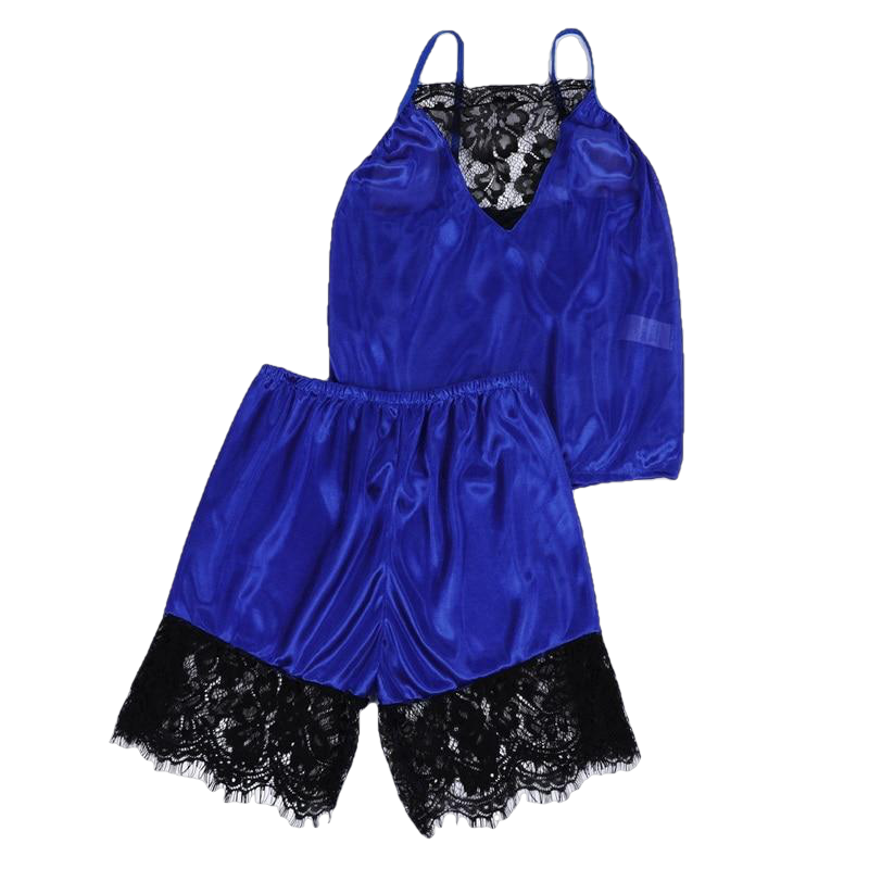 Sexy Women Lace Pajama Sets Sleeveless Strap Sleepwear 