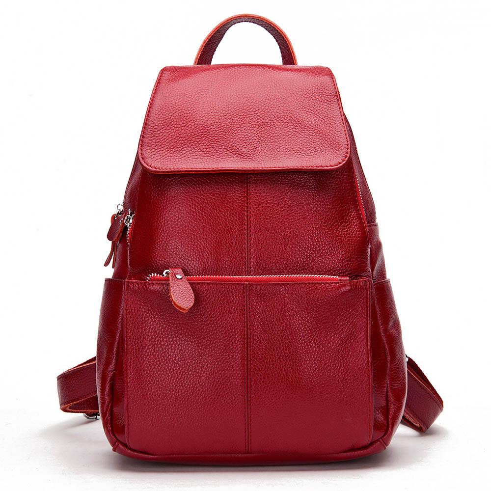 Casual High Quality Ladies‘s Soft Genuine Leather Schoolbag With Large Capactity