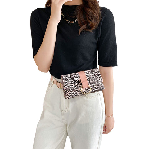 Trendy Mini Ladies' Faux Leather Fannypacks With Metal Ring
