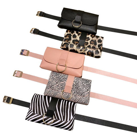 Trendy Mini Ladies' Faux Leather Fannypacks With Metal Ring