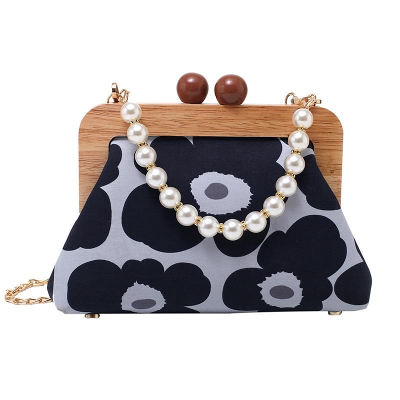 Luxury Fashionable Women's Shoulder Bags With Wooden Border