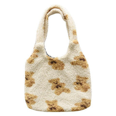 Casual Women's Fluffy Cotton Shoulder Bag For School Shopping