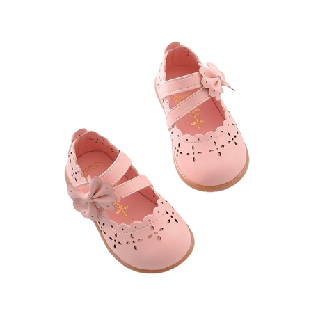 Princess Hollow Bowtie Toddler Girl Shoes For Kids
