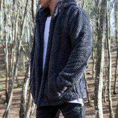 Winter Warm Men Thick Hoodies Tops Fluffy Fleece Fur Jacket Hooded Coat Outerwear Long Sleeve Cardigans