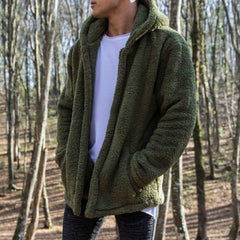 Winter Warm Men Thick Hoodies Tops Fluffy Fleece Fur Jacket Hooded Coat Outerwear Long Sleeve Cardigans