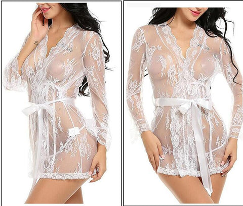 Summer Women Sexy Lingerie Babydoll Chemises Lace Transparente Bathrobes Robes Sleepwear See-Through Porno Sexo Underwear Dress