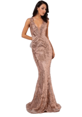 Flash Deep V-Neck Sleeveless Geometric Sequins Lining Mesh Dress For Ladies