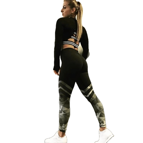 Stylish Ladies' High Waist Push Up Stretchy Leggings With Print Pattern For Fitness