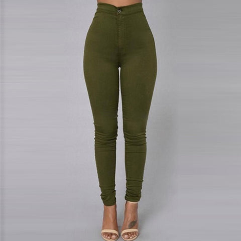 Vintage Casual Women's High Waist Skinny Jeans Candy Color