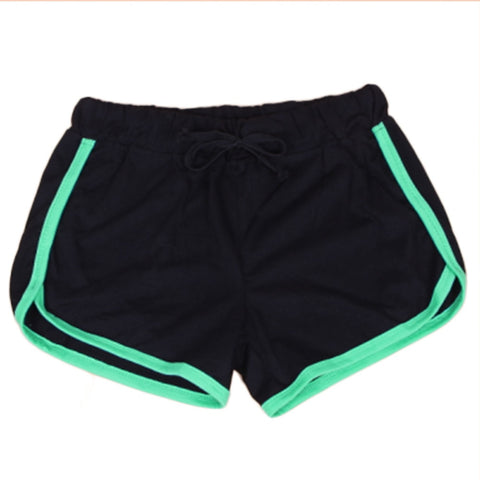 Esportes Fast Drying Drawstring Women Shorts Casual Anti Emptied Cotton Contrast Elastic Waist Correndo Short Pants - Sheseelady