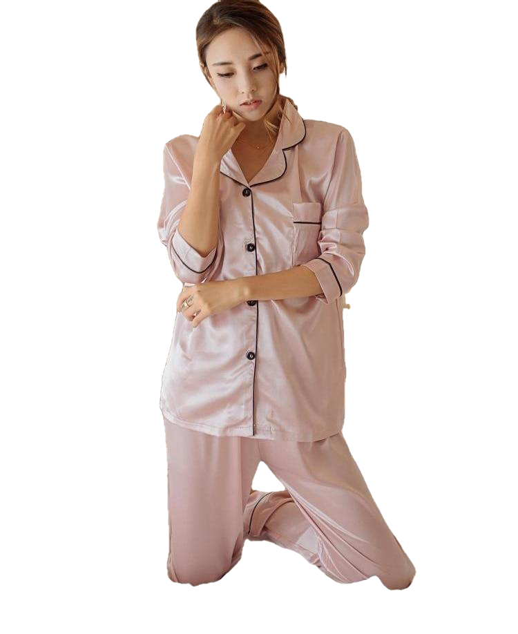 Women's Silk Satin Sleepwear Set - Couple's Two-Piece Pajamas