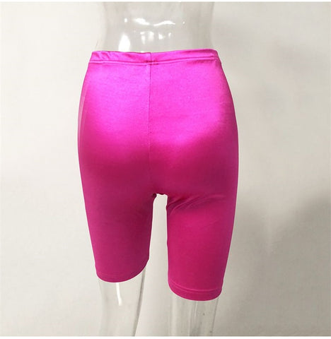 Casual Sexy Ladies' Shiny High Waist Fitness Shorts Women Cycling