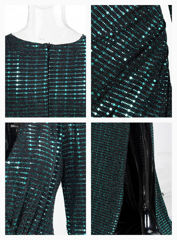 Sexy Green Deep V-Neck Cut Out Puff Sleeves Elastic Material Maxi Vestido Fêmeas