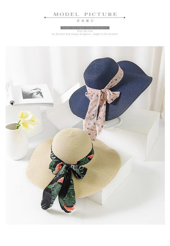 New Summer Female Sun Hat Bow Ribbon Panama Beach Hats For Women Chapeu Feminino Sombrero Floppy Straw