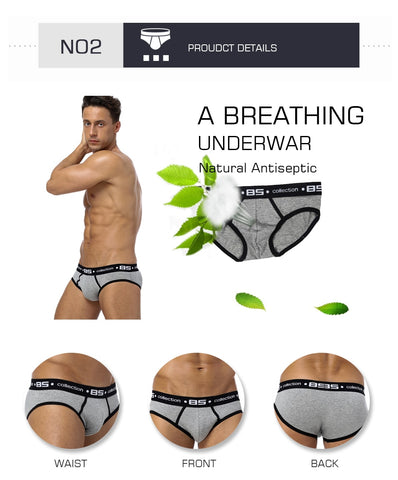 Sexy Solid Color Men's Breathable Cotton Underpants