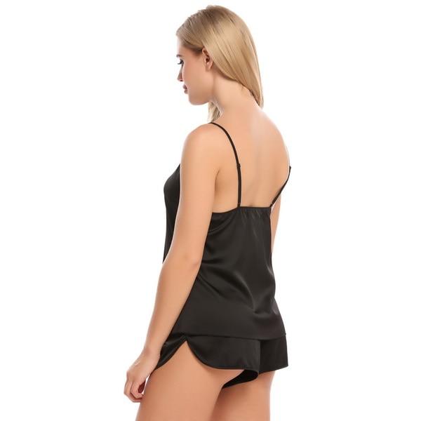 Women V-Neck Sleepwear Satin Pajama Spaghetti Strap Sexy Lace