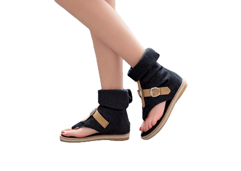 Ladies Denim Flat Sandals For Women Platform Sandals Summer Shoes Woman Gladiator Sandals - Sheseelady
