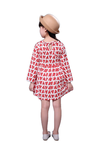 Fashionable Comfortable Girls' Long Sleeve Cotton Shirt Dress With Polka Dot