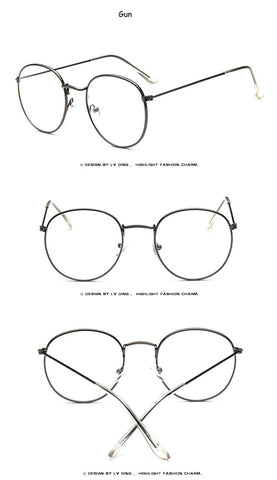 Nouvelles lunettes de femme designer optique cadres en métal lunettes rondes cadre clair lentille eyeware noir argent or yeux verre