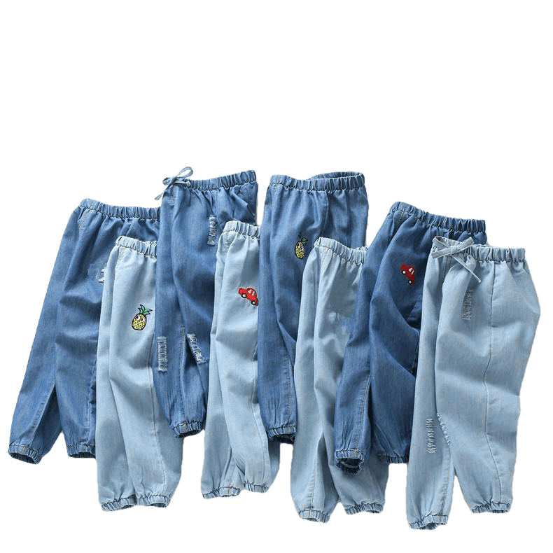 Cotton Girls Denim Ripped Jeans Thin Long Trousers For Kids - Sheseelady