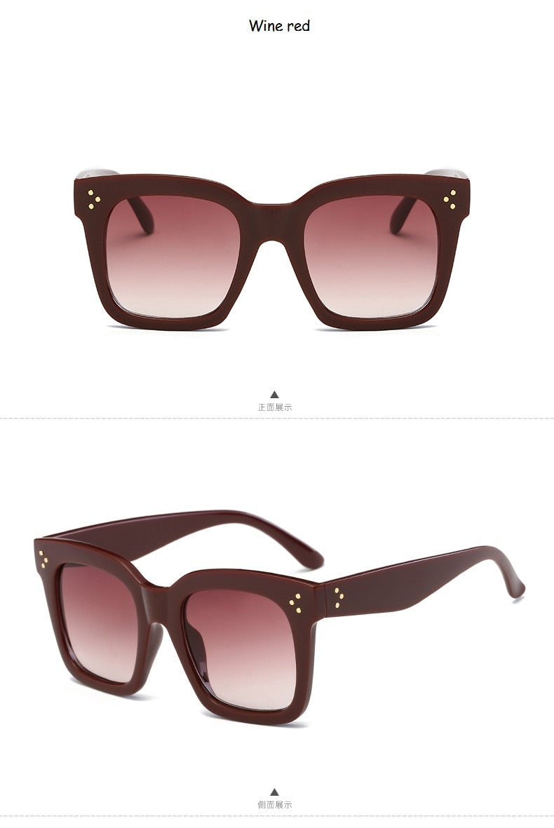 Kim Kardashian Sunglasses Lady Flat Top Eyewear Lunette Femme Women Luxury Brand Sunglasses Women Rivet Sun Glasse Uv400 - Sheseelady