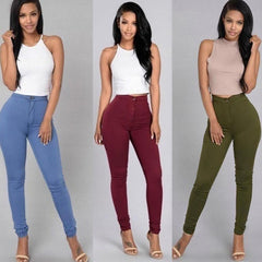 Candy Color Skinny Jeans Woman White Black High Waist Render Jeans Vintage Sexy Long Pants Femme Casual Pencil Pants Denim Jeans